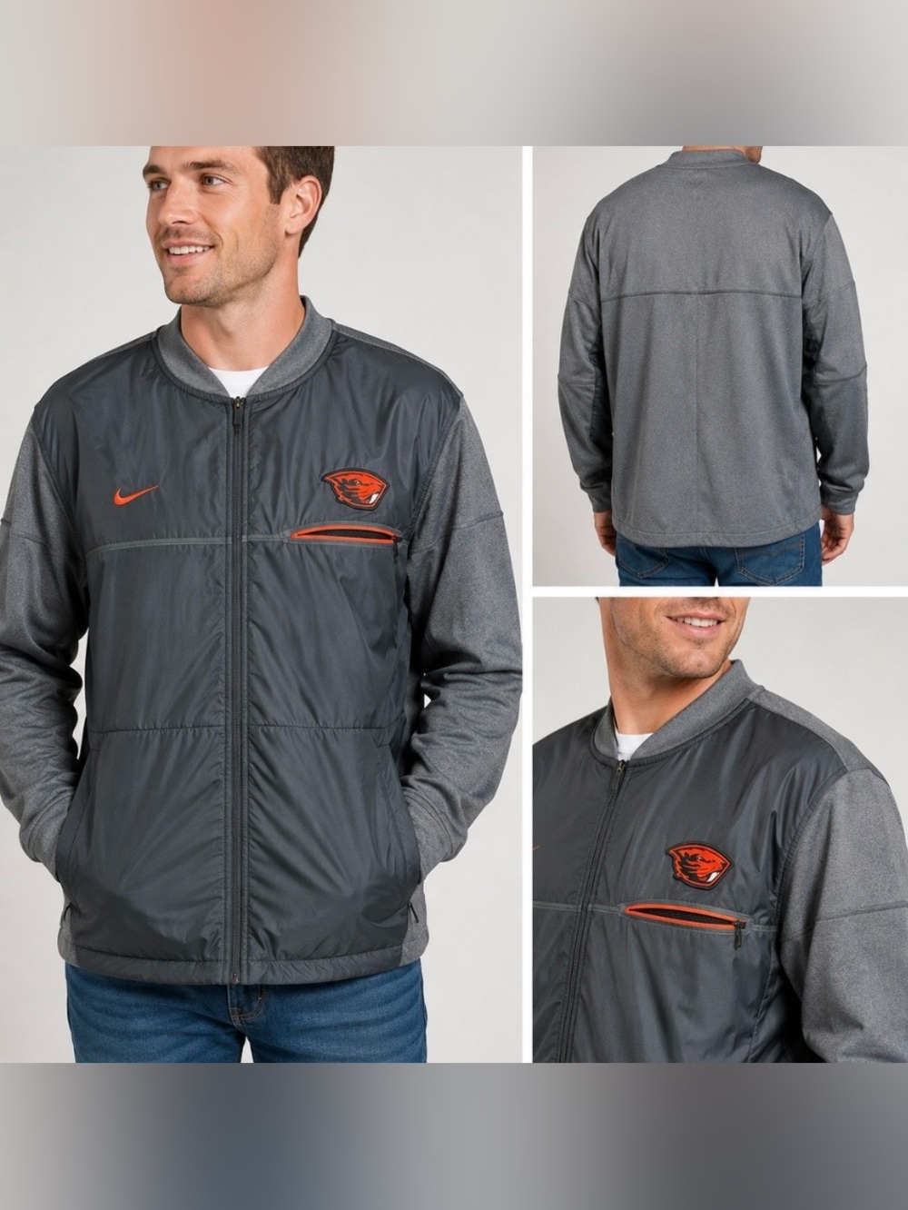 Nike Shield Oregon State Beavers Windbreaker Jacket XL Black Full Zip OSU